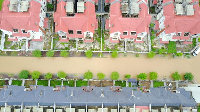 Cảnh ngập úng nhìn từ trên cao