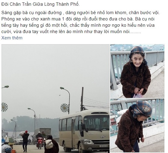Cô gái Cao Bằng mua tặng cụ bà nghèo đôi dép trong ngày giá lạnh