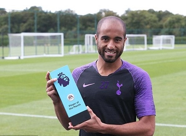 Tiền vệ Lucas Moura của Tottenham giành danh hiệu Cầu thủ xuất sắc nhất tháng 8 Tiền vệ Lucas Moura của Tottenham giành danh hiệu Cầu thủ xuất sắc nhất tháng 8