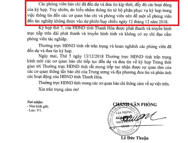 HĐND Thanh Hóa giải thích việc phóng viên bị ngăn cản tác nghiệp - 1 HĐND Thanh Hóa giải thích việc phóng viên bị ngăn cản tác nghiệp - 1