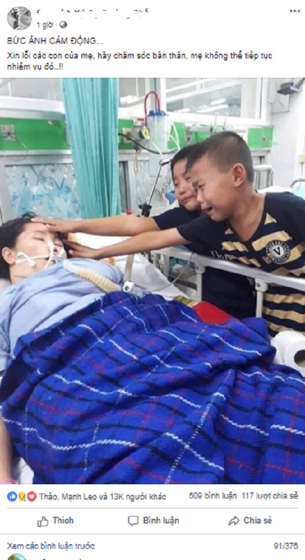 Bức ảnh 3 mẹ con trong phòng bệnh gây ám ảnh cả cộng đồng mạng, thu về hơn 13 nghìn lượt like trong 1 tiếng