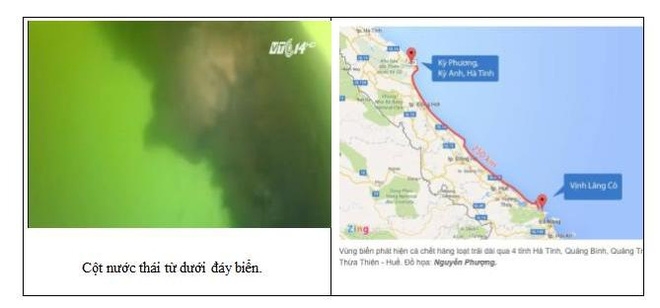  Cột nước thải và sơ đồ vùng biển nhiễm độc 