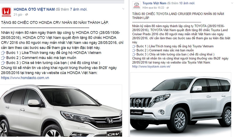 Toyota và Honda bác tin mở chương trình tặng 80 ô tô - 1