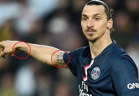 Ibrahimovic xăm ở bắp tay và cổ tay 