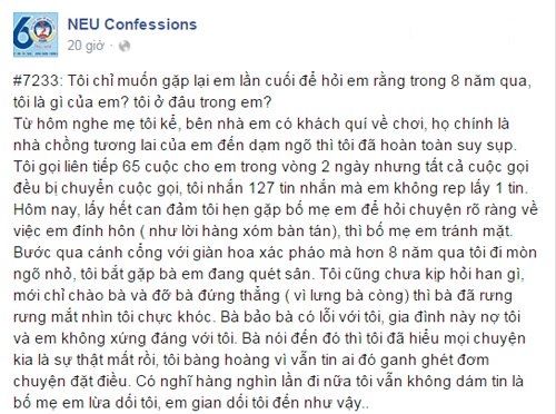 Confession thu hút hàng nghìn lượt thích và chia sẻ của cộng đồng mạng