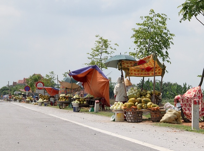 Bất chấp nguy hiểm bán dưa bên quốc lộ2