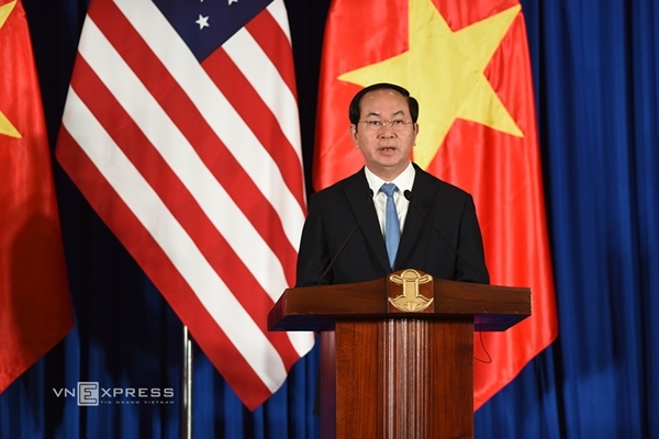 Chủ tịch nước Trần Đại Quang phát biểu tại cuộc họp báo. Ảnh: Giang Huy.