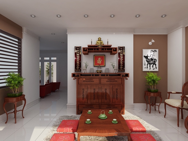 Phía dưới bàn thờ cần được giữ gìn sạch sẽ.