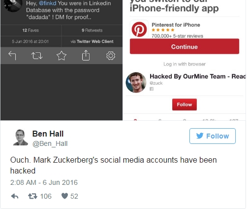 Mark Zuckerberg bi hack tai khoan Twitter va Pinterest hinh anh 1