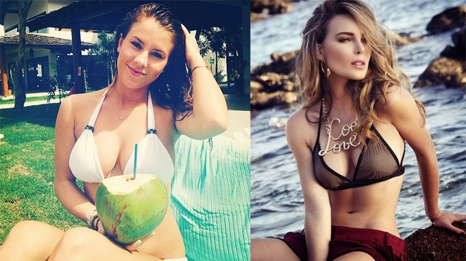 Montana Yorke (bạn gái Andre Schuerrle - ĐT Đức) & Peregrin Schull (bạn gái Giovani dos Santos - ĐT Mexico)