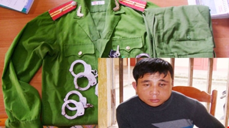 Bùi Đình An giả danh công an chiếm đoạt tài sản gây chấn động dư luận 2013 và tang vật vụ án công an thu giữ. Ảnh: Công an tỉnh Thanh Hóa