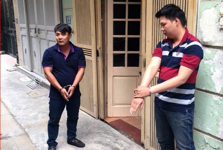 Hai đối tượng Trần Nhựt Nhân (áo đen) và Nguyễn Phương Nam.
