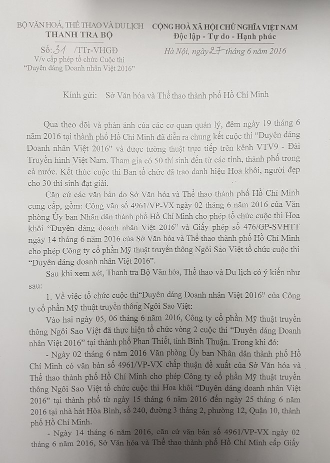 Bo Van hoa yeu cau giai trinh ve cuoc thi trao 33 danh hieu hinh anh 1