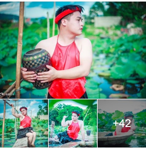 Chàng trai mặc áo yếm đỏ lộ lưng trần bên hoa sen lên tiếng - Ảnh 1