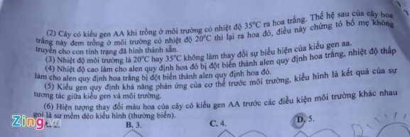 Bai giai, de thi mon Sinh hoc THPT quoc gia 2016 hinh anh 9
