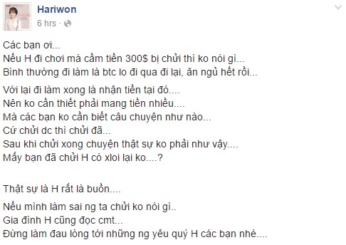Hari Won len tieng khi bi che trach chi mang 300 USD di My hinh anh 1