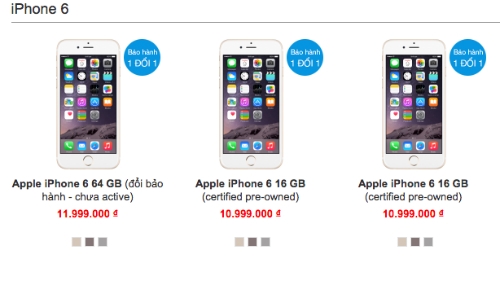 Những chiếc iPhone 6 hàng Pre-Owned được bán với giá rẻ hơn hàng mới 100% và chính hãng vài triệu đồng.