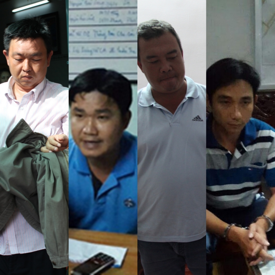  4 đối tượng (từ trái qua): Hoàng Anh, Minh, Duy và Cần. Ảnh: Công an TP Cần Thơ cung cấp. 