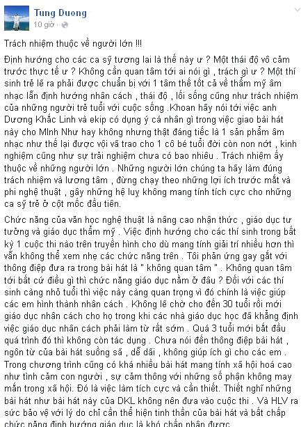 Tùng Dương, Dương Khắc Linh, Nhân tố bí ẩn, Who cares