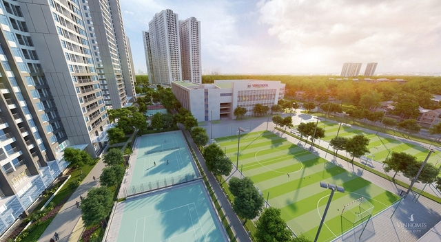 Khu thể thao ngoài trời và trường liên cấp chất lượng cao Vinschool ngay tòa Park 12