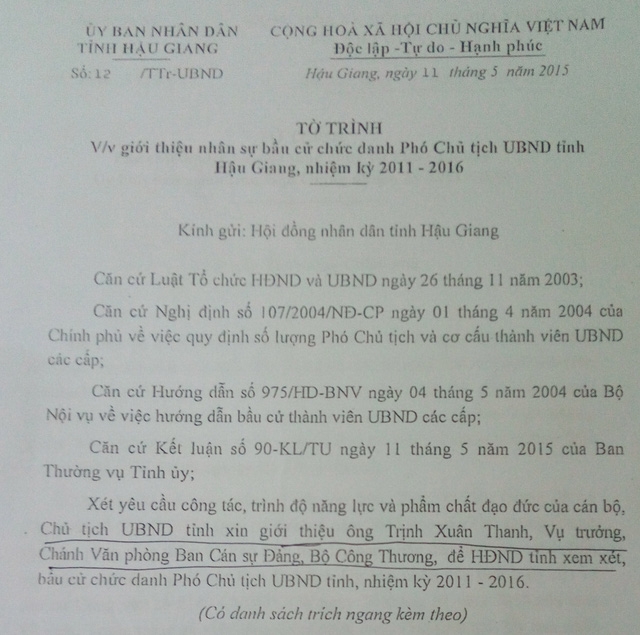  Là người của Văn phòng UBND tỉnh, nhưng ông Thanh vẫn được giới thiệu là Vụ trưởng!? 