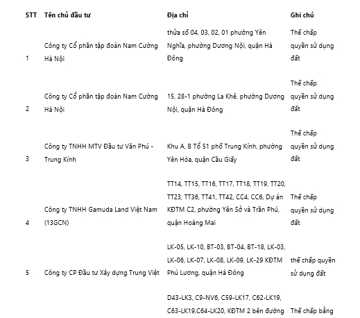 Ha Noi chinh thuc cong bo 34 du an BDS the chap ngan hang hinh anh 2