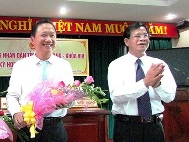  Ông Trịnh Xuân Thanh nhậm chức Phó Chủ tịch tỉnh Hậu Giang năm 2015 (ảnh: Cổng TTĐT tỉnh Hậu Giang). 