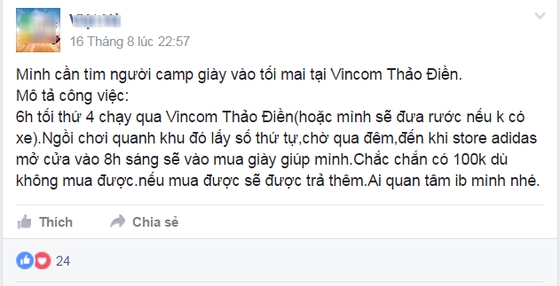 Hàng trăm bạn trẻ Sài Gòn cắm trại thâu đêm trước trung tâm thương mại chờ mua giày hiệu - Ảnh 1. Hàng trăm bạn trẻ Sài Gòn cắm trại thâu đêm trước trung tâm thương mại chờ mua giày hiệu - Ảnh 1.