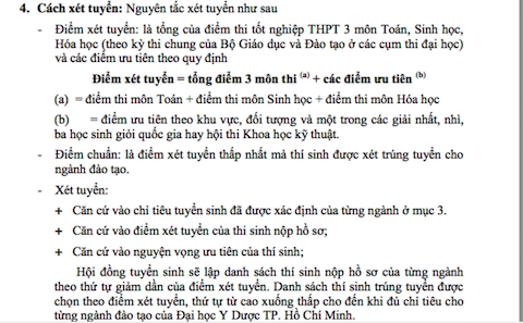 xét tuyển bổ sung, ĐH Y Dược TP.HCM