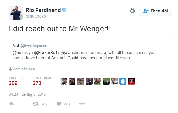 Fan MU noi gian vi phat ngon cua Rio Ferdinand hinh anh 1