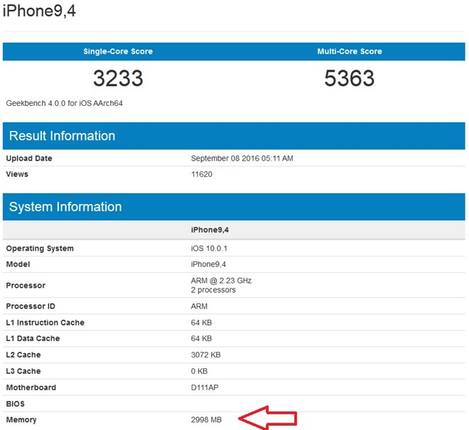 iPhone 7 Plus duoc xac nhan co RAM 3 GB, manh hon iPad Pro hinh anh 1