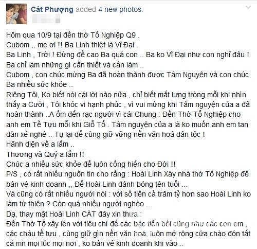 Cát Phượng phủ nhận tin đồn Hoài Linh xây nhà thờ tổ để đánh bóng tên tuổi 5