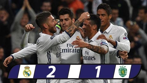 Ghi 2 bàn trong 5 phút cuối, Real ngược dòng thần kỳ trước Sporting