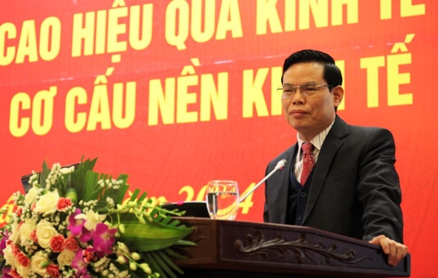 Bí thư Tỉnh ủy Hà Giang Triệu Tài Vinh phát biểu tại một hội nghị (Ảnh: Ban Kinh tế Trung ương)