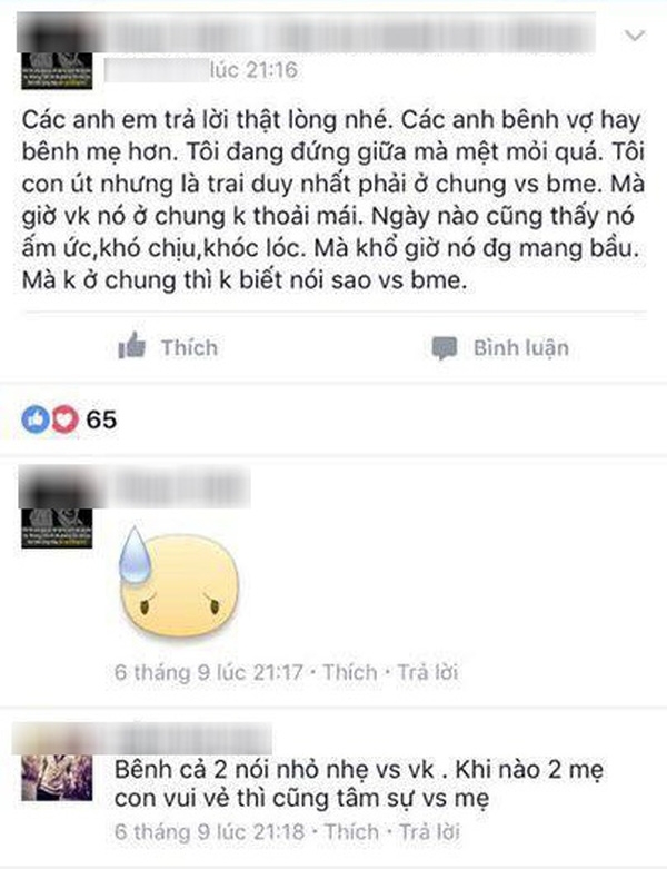 chàng trai đứng giữa mẹ chồng nàng dâu