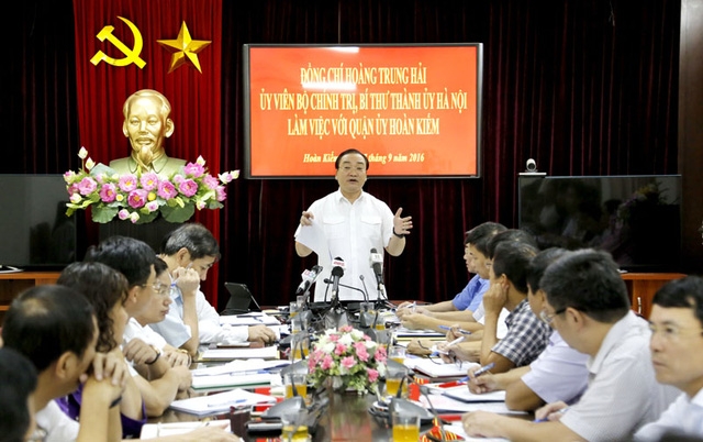 Bí thư Thành ủy Hà Nội Hoàng Trung Hải làm việc với Quận ủy Hoàn Kiếm