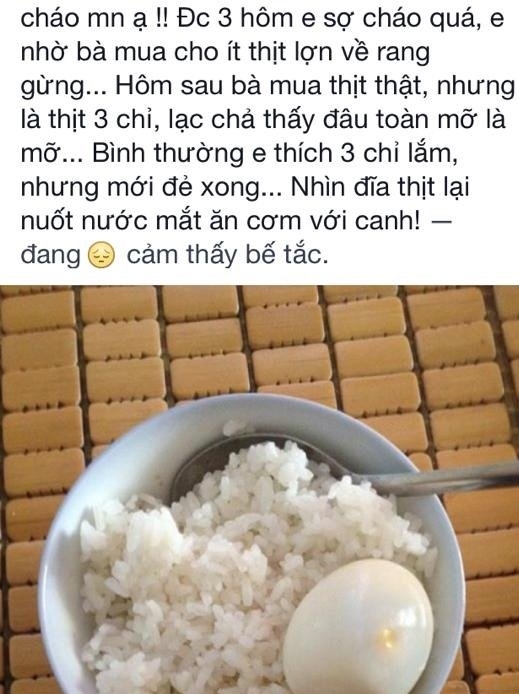 Mâm cơm của con dâu ở cữ, mâm cơm, con dâu ở cữ, trứng luộc, rau cải, khóc ròng