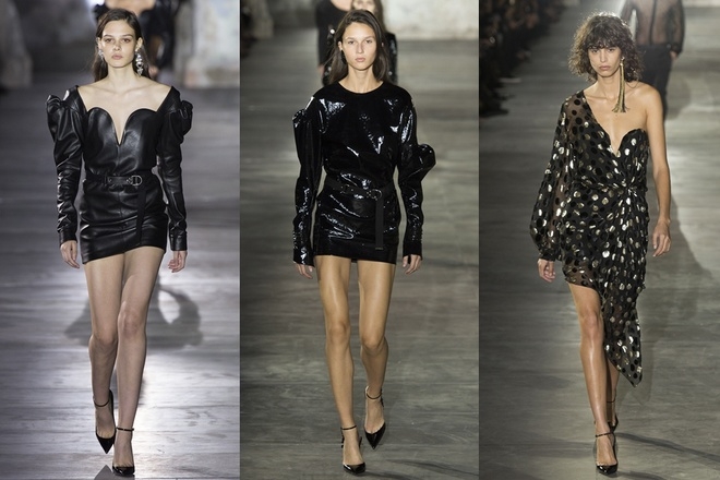 Dàn mẫu ngực trần catwalk trong show Saint Laurent