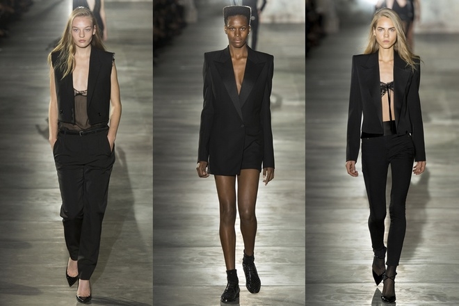 Dàn mẫu ngực trần catwalk trong show Saint Laurent