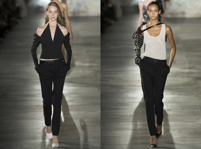 Dàn mẫu ngực trần catwalk trong show Saint Laurent