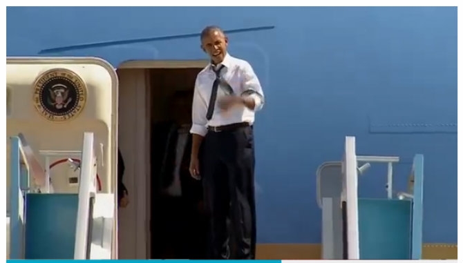 Xem ông Obama sốt ruột giục ông Clinton lên máy bay - ảnh 1
