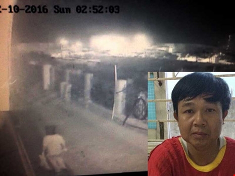 Camera an ninh sân bay ghi nhận hình ảnh Sơn đột nhập. Ảnh công an cung cấp. Nghi phạm tại cơ quan công an.