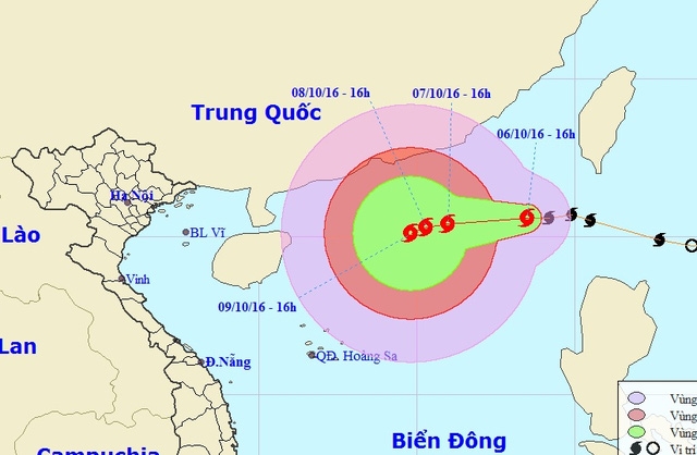 Vị trí và hướng di chuyển của bão số 6 (Ảnh: NCHMF).