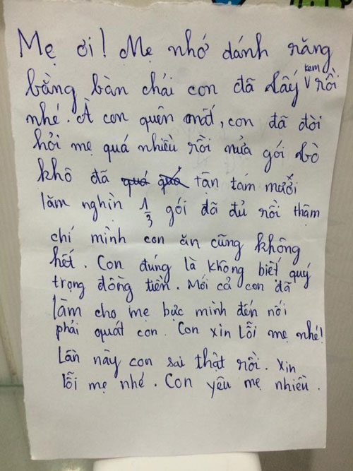 Cậu nhóc gửi thư xin lỗi mẹ vì 'không biết quý trọng đồng tiền' đốn tim dân mạng - 2