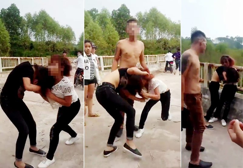 clip: nu 9x hen danh nhau, giat tung ao vi mau thuan tren mang hinh anh 1
