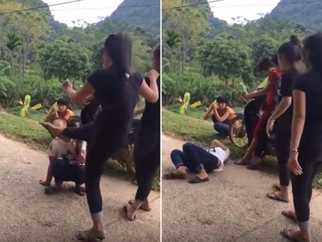 Hiện tượng học sinh đánh nhau ngày càng phổ biến /// Ảnh: Cắt từ clip