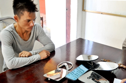 Mai Văn Thanh bị bắt giữ cùng tang vật tại cơ quan điều tra.