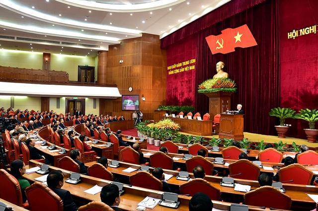 Tổng Bí thư Nguyễn Phú Trọng phát biểu bế mạc hội nghị.