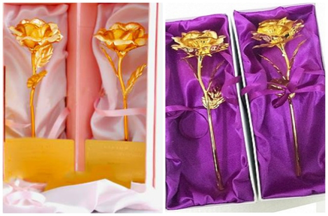  Hoa hồng mạ nhũ vàng được làm tinh sảo rất sang trọng hút khách trước thềm ngày lễ 20/10 năm nay 