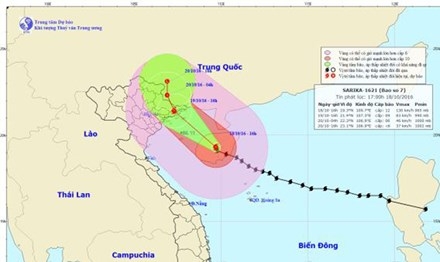 Đường đi và vị trí của cơn bão.